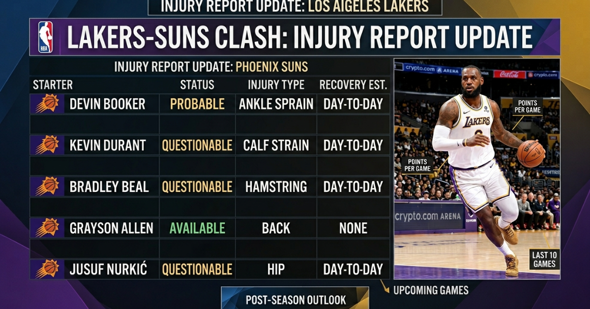 Coach hints key Lakers injury could clear vs Suns