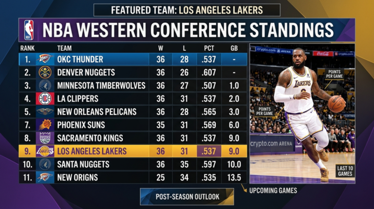Lakers NBA Western Conference Standings